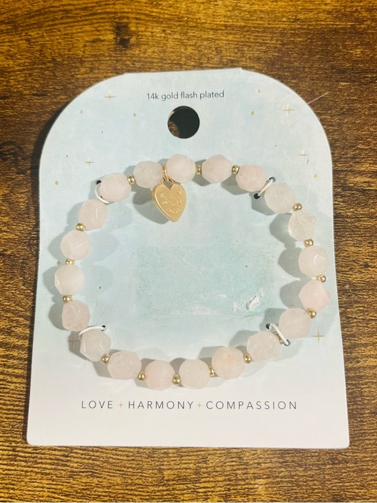 Target Jewelry - Love Harmony Compassion Rose Quartz Beaded Bracelet - 14k Gold Flash Plated